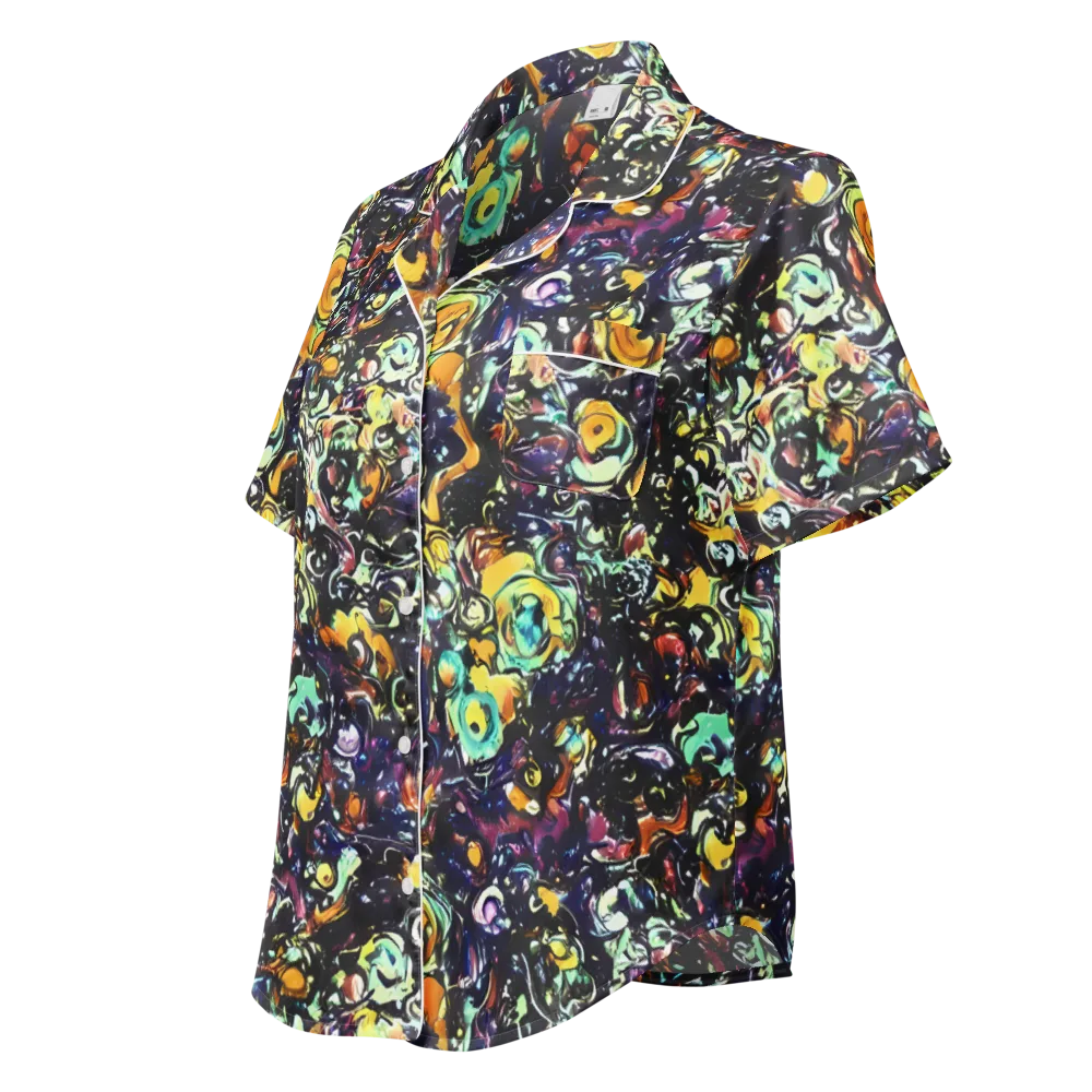 Dark Matter Bloom on Women's Short Sleeve Pajama Top — Left Front