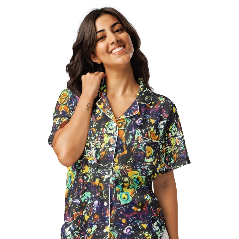 Dark Matter Bloom on Women's Short Sleeve Pajama Top — Front
