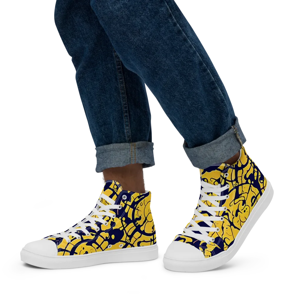 Golden Oddity on Men's High Top Canvas Shoes — Left