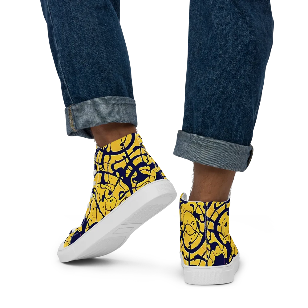 Golden Oddity on Men's High Top Canvas Shoes — Back