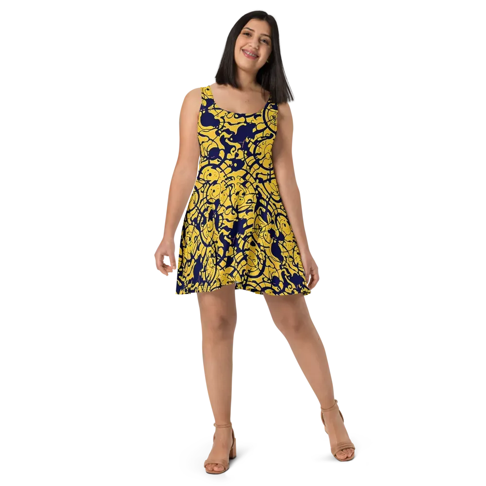 Golden Oddity on Skater Dress — Front