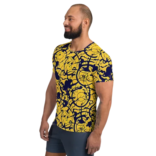 Golden Oddity on a Men's Athletic T-Shirt