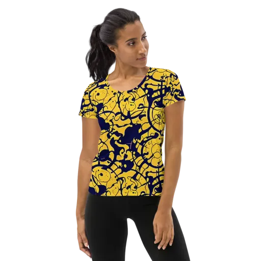 Golden Oddity on a Women's Athletic T-Shirt