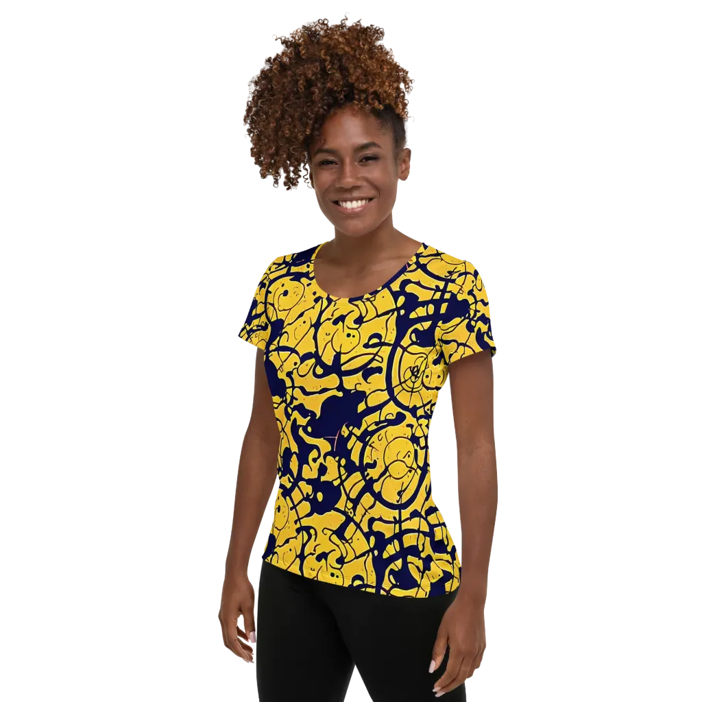 Golden Oddity on Women's Athletic T-Shirt — Left