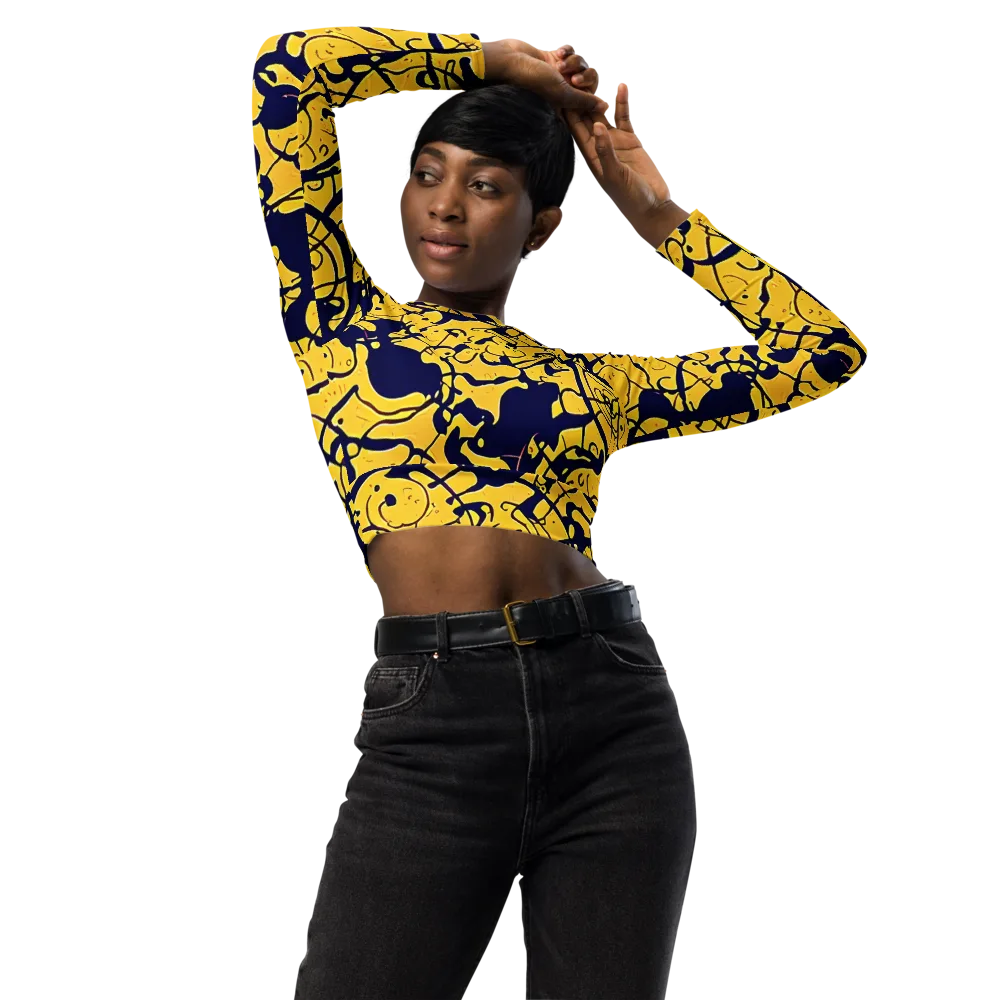 Golden Oddity on Long Sleeve Crop Top — Front