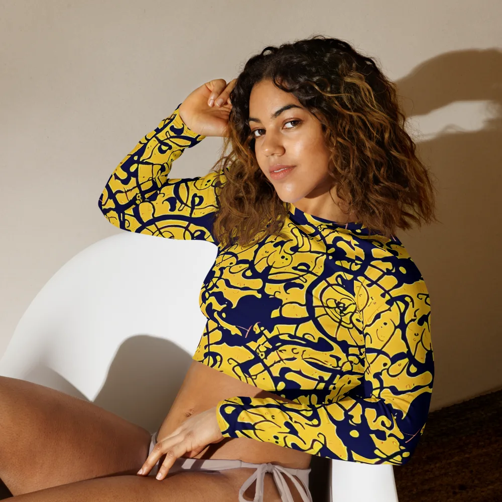 Golden Oddity on Long Sleeve Crop Top — Left Front