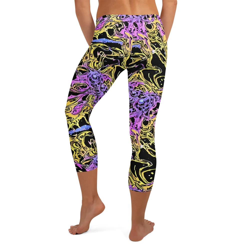 Black Orchid Riot on Capri Leggings — Back