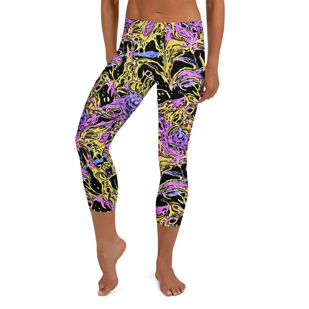 Black Orchid Riot on Capri Leggings — Front