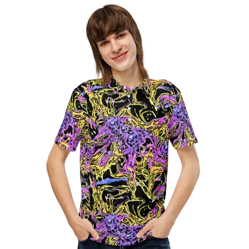 Black Orchid Riot on a Men's Slim Fit Polo Shirt