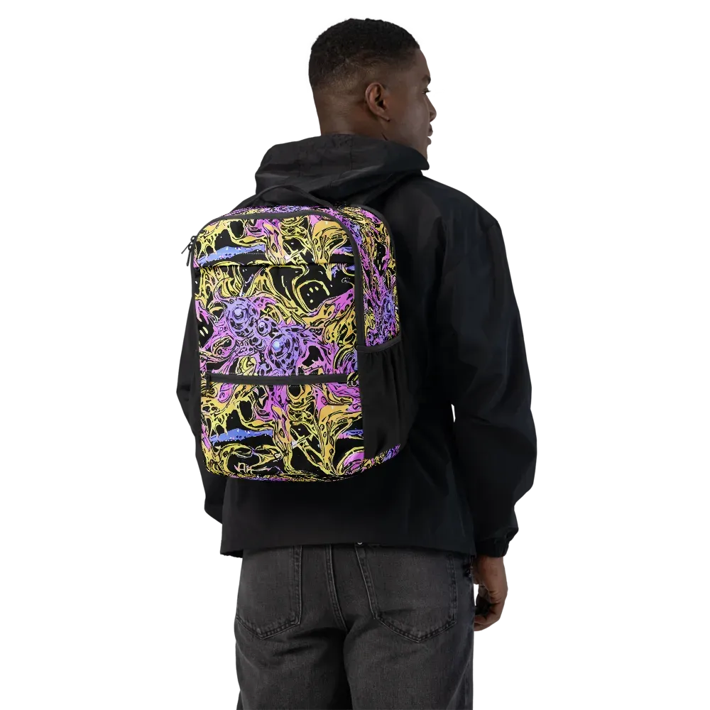 Black Orchid Riot on Utility Backpack — Back