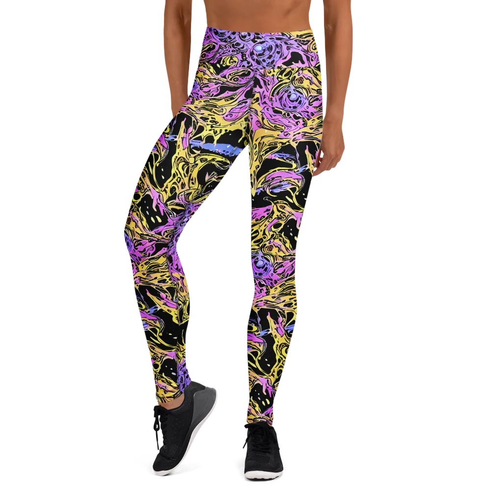Black Orchid Riot on Yoga Leggings — Front