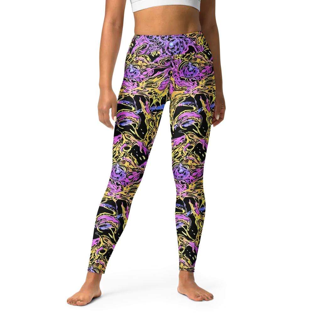 Black Orchid Riot on Yoga Leggings — Front