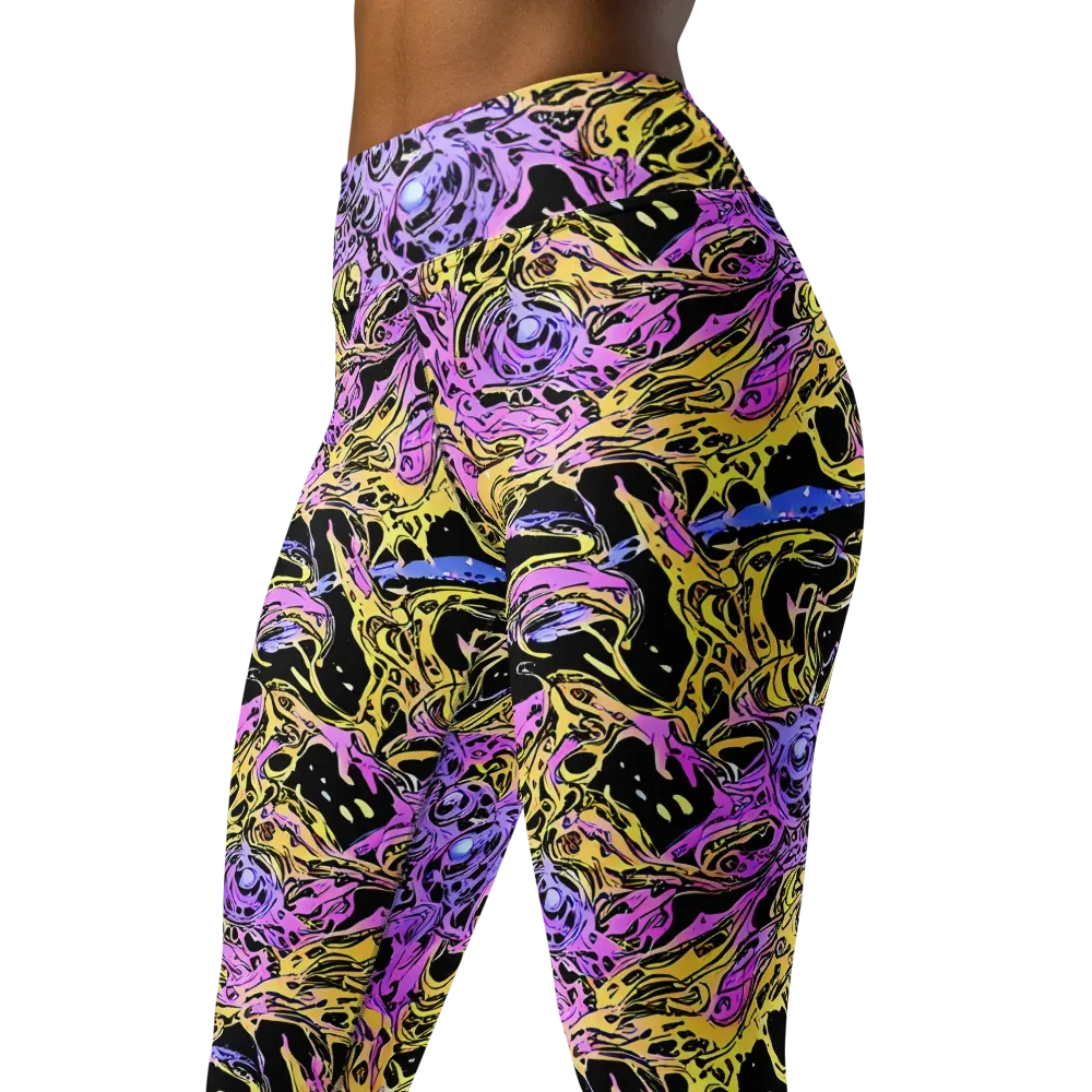 Black Orchid Riot on Yoga Leggings — Left Front