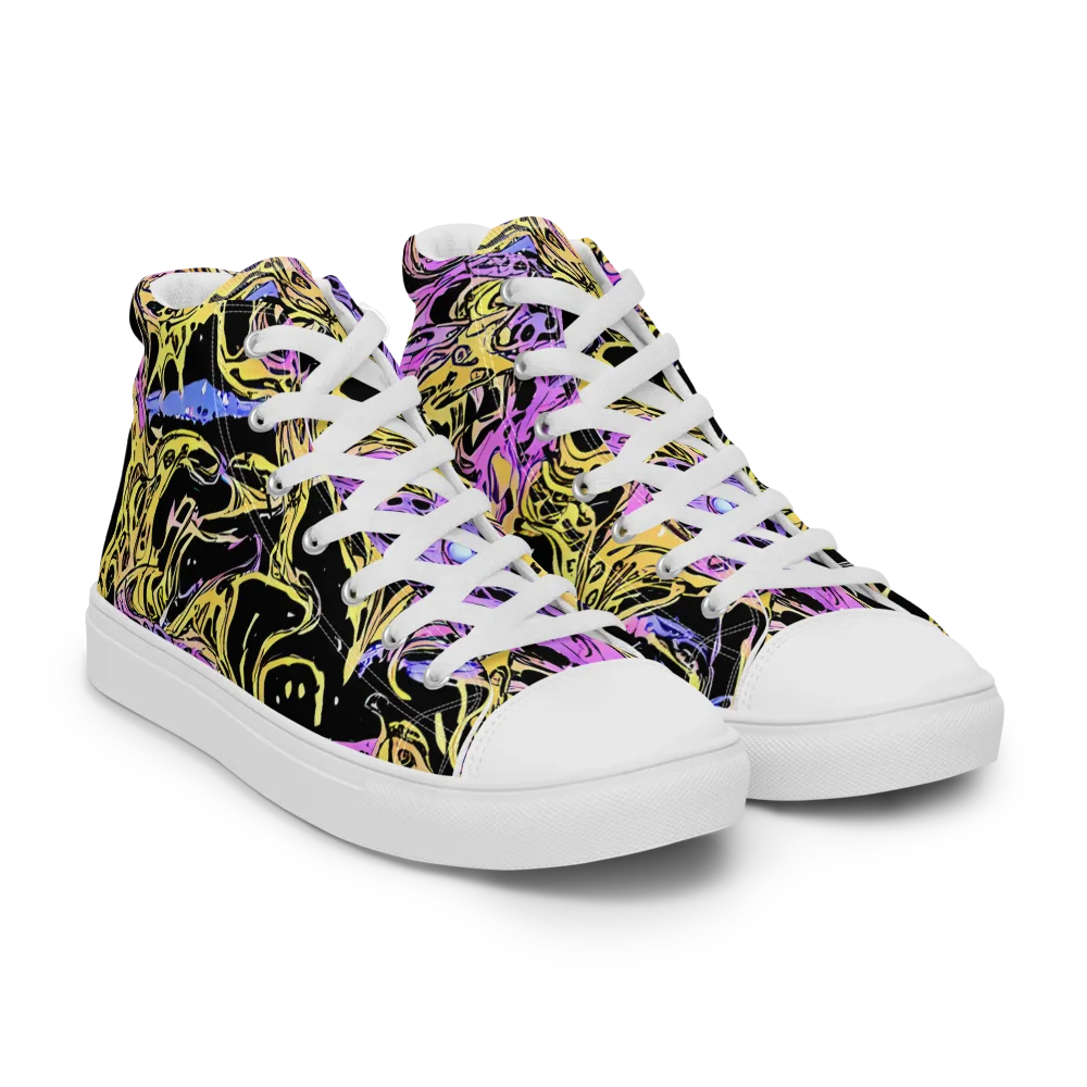 Black Orchid Riot on Men's High Top Canvas Shoes — Right Front