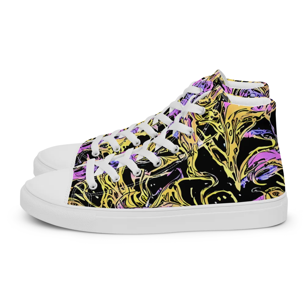 Black Orchid Riot on Men's High Top Canvas Shoes — Left