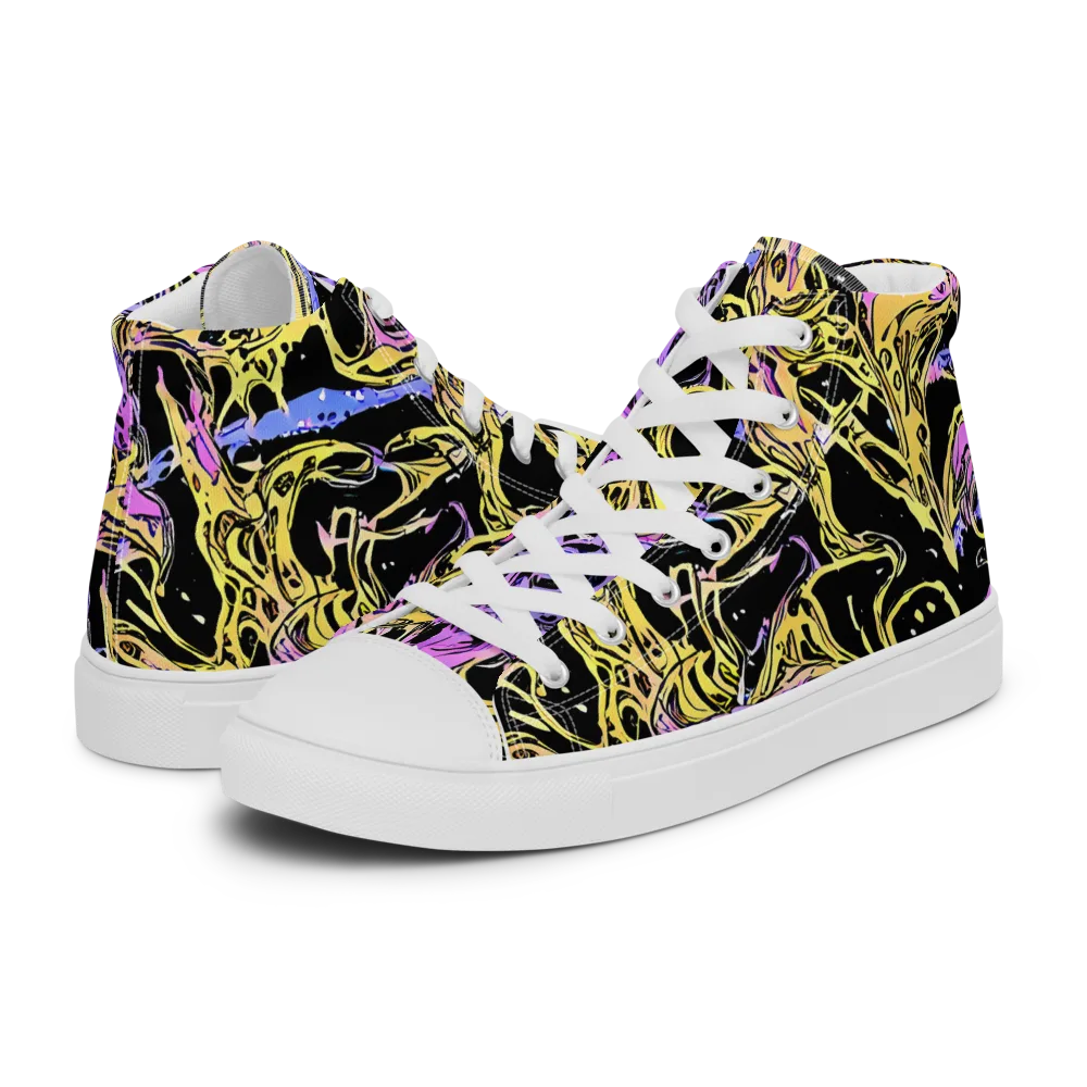 Black Orchid Riot on Men's High Top Canvas Shoes — Left