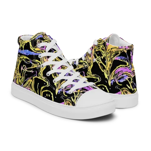 Black Orchid Riot on a Men's High Top Canvas Shoes
