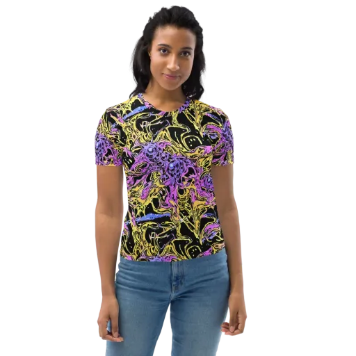 Black Orchid Riot on a Women's Crew Neck T-Shirt