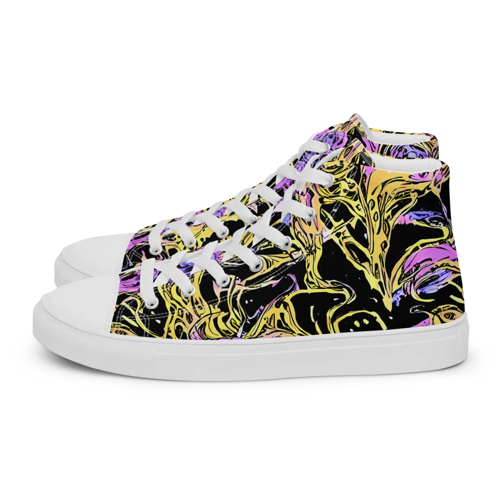 Black Orchid Riot on Women's High Top Canvas Shoes — Left