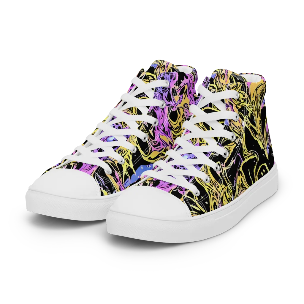 Black Orchid Riot on Women's High Top Canvas Shoes — Left Front