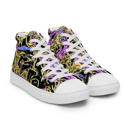 Black Orchid Riot on a Women's High Top Canvas Shoes