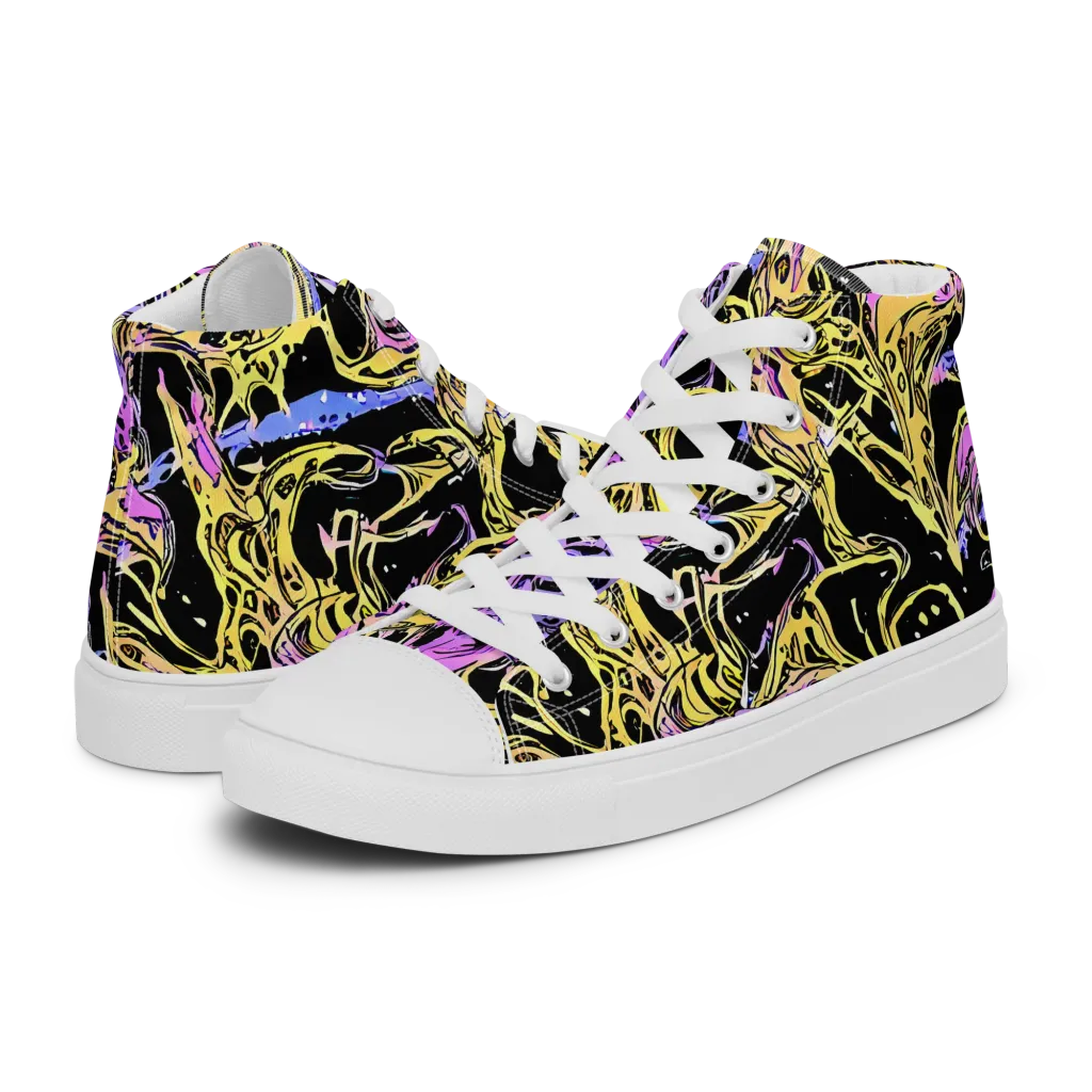 Black Orchid Riot on Women's High Top Canvas Shoes — Left