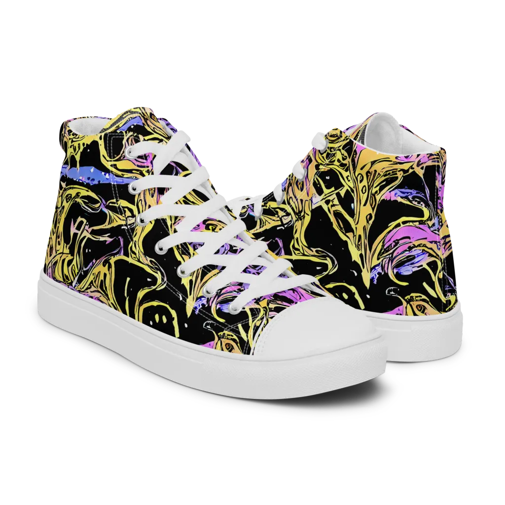 Black Orchid Riot on Women's High Top Canvas Shoes — Right