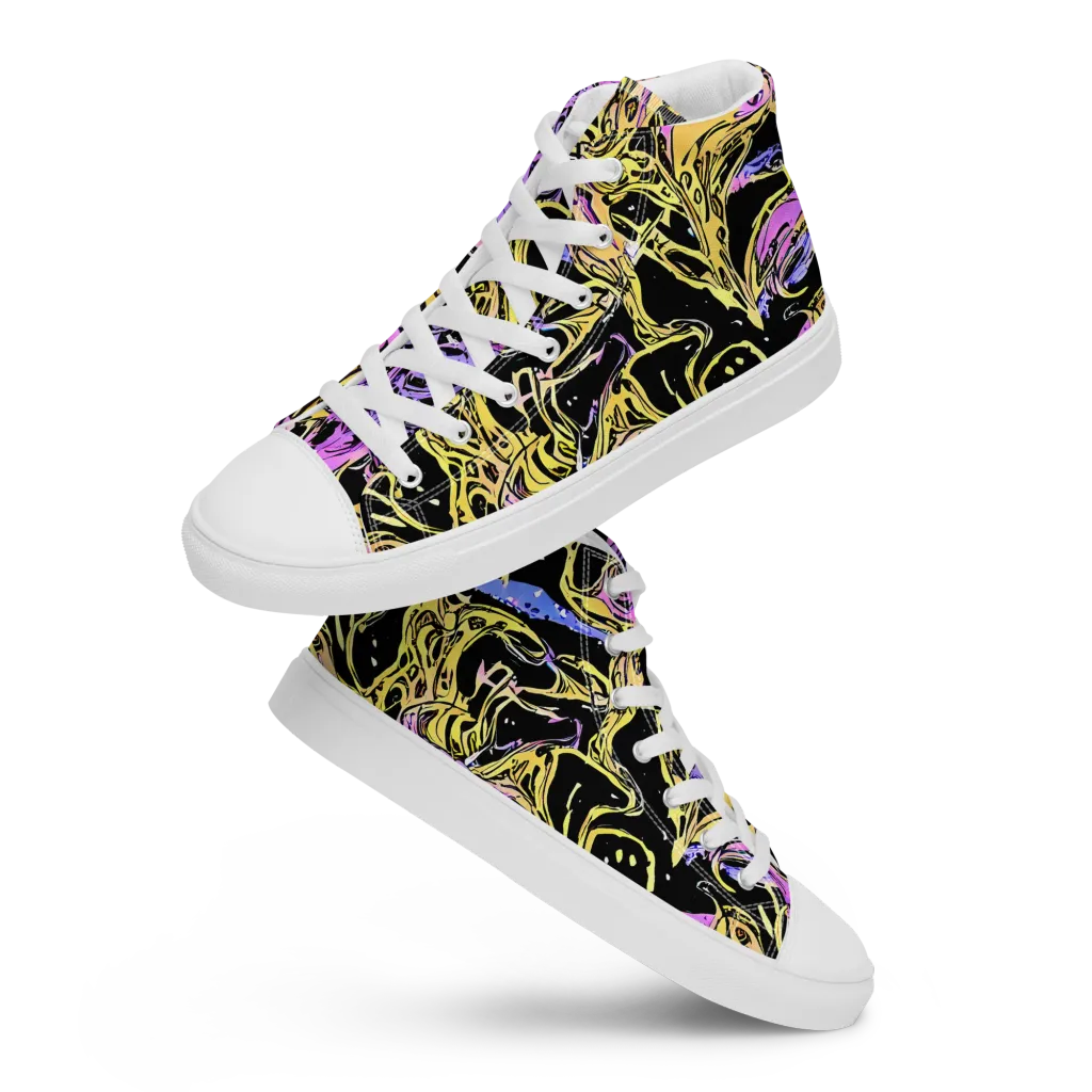 Black Orchid Riot on Women's High Top Canvas Shoes — Front