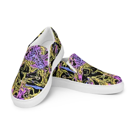 Black Orchid Riot on a Men's Slip-On Canvas Shoes