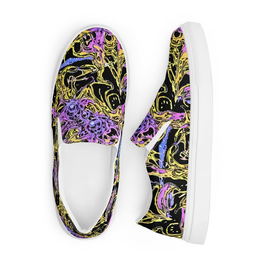 Black Orchid Riot on Men's Slip-On Canvas Shoes — Front