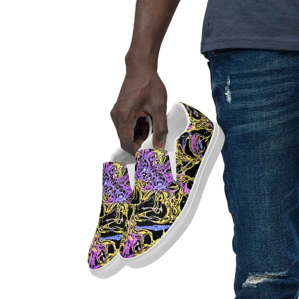 Black Orchid Riot on Men's Slip-On Canvas Shoes — Left Front