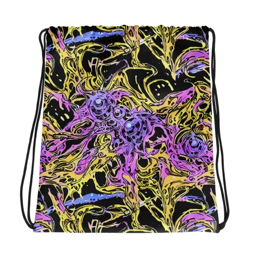 Black Orchid Riot on a Drawstring Bag