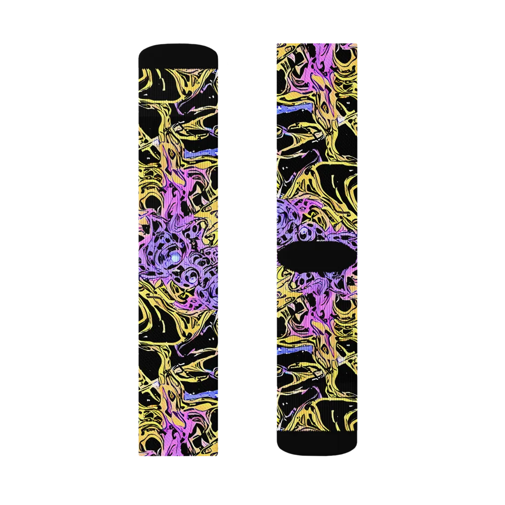 Black Orchid Riot on Socks — Left Sock