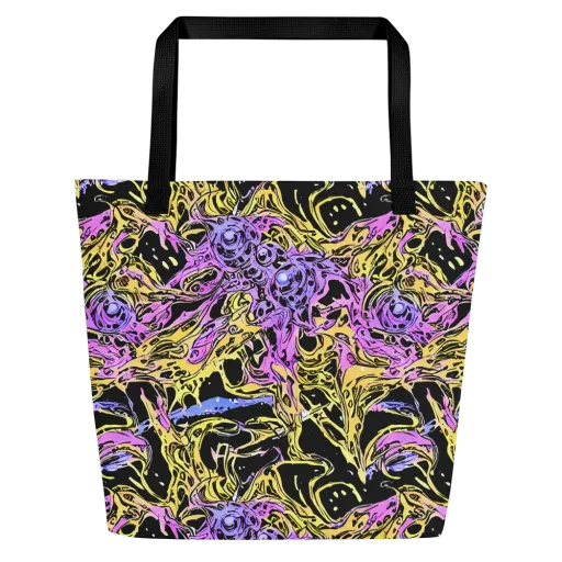 Black Orchid Riot on a Large Tote Bag W/ Pocket
