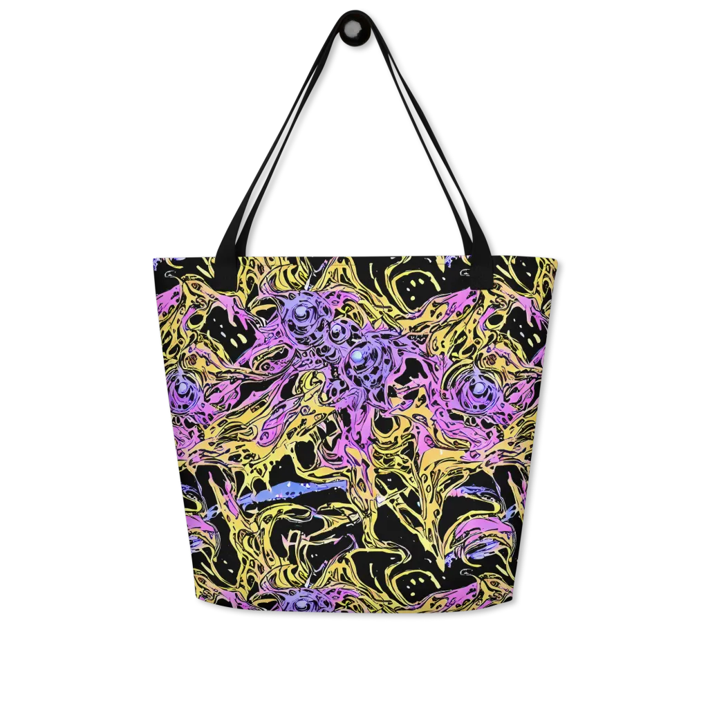 Black Orchid Riot on Large Tote Bag W/ Pocket — Front
