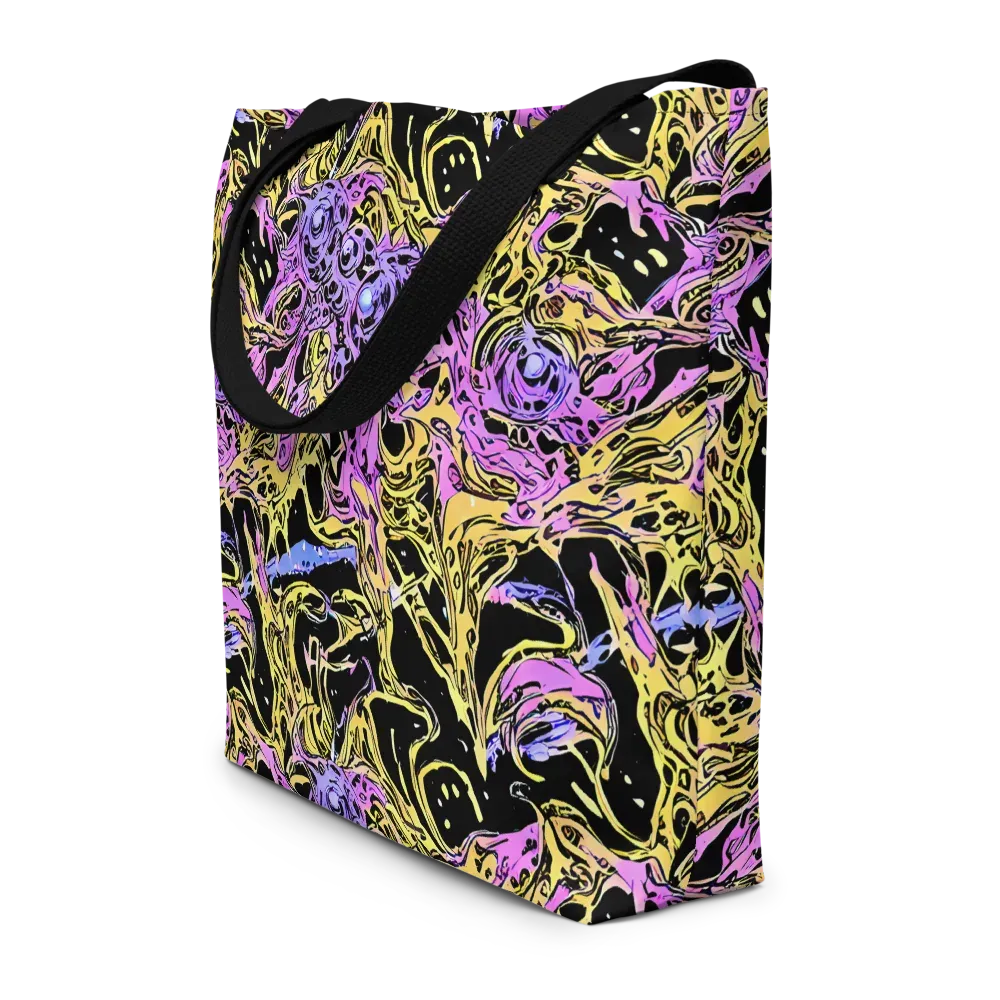 Black Orchid Riot on Large Tote Bag W/ Pocket — Front
