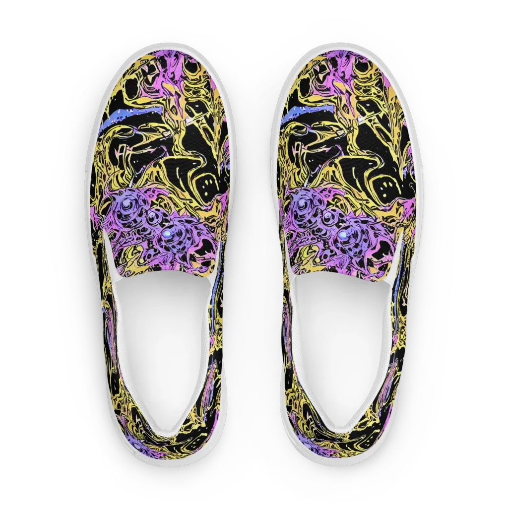 Black Orchid Riot on Women's Slip-On Canvas Shoes — Front
