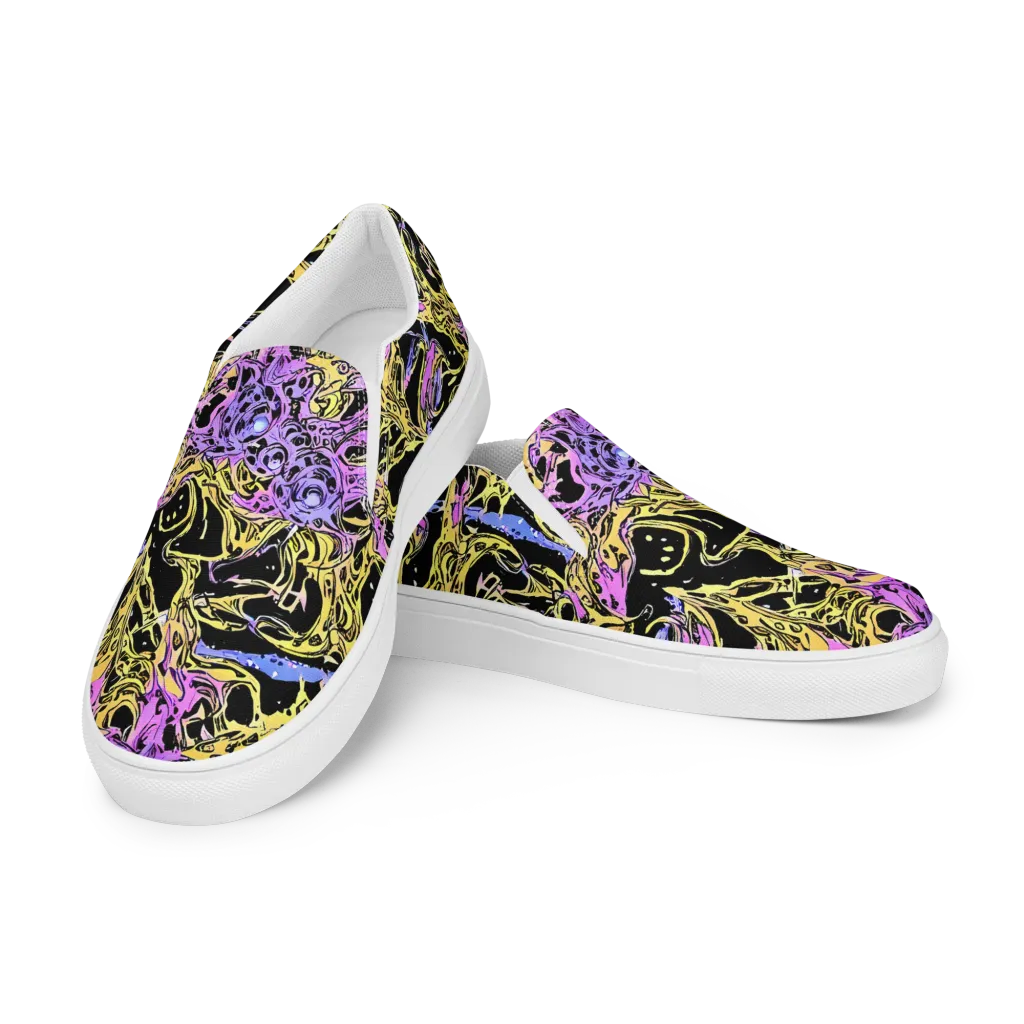 Black Orchid Riot on Women's Slip-On Canvas Shoes — Left Front