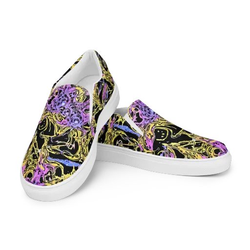 Black Orchid Riot on a Women's Slip-On Canvas Shoes