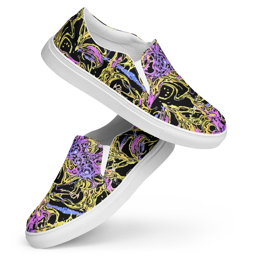 Black Orchid Riot on Women's Slip-On Canvas Shoes — Front