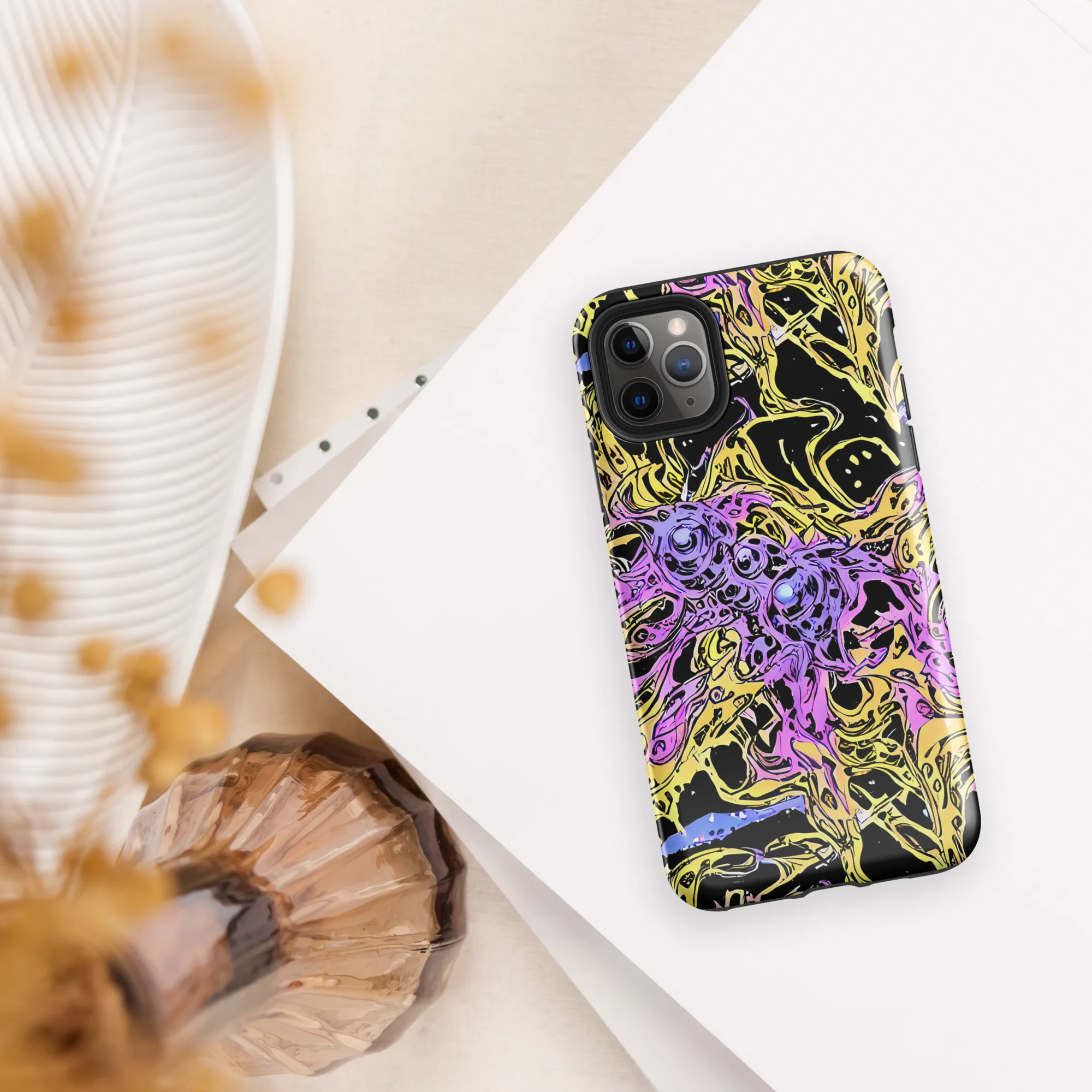 Black Orchid Riot on Tough Case for iPhone® — Front