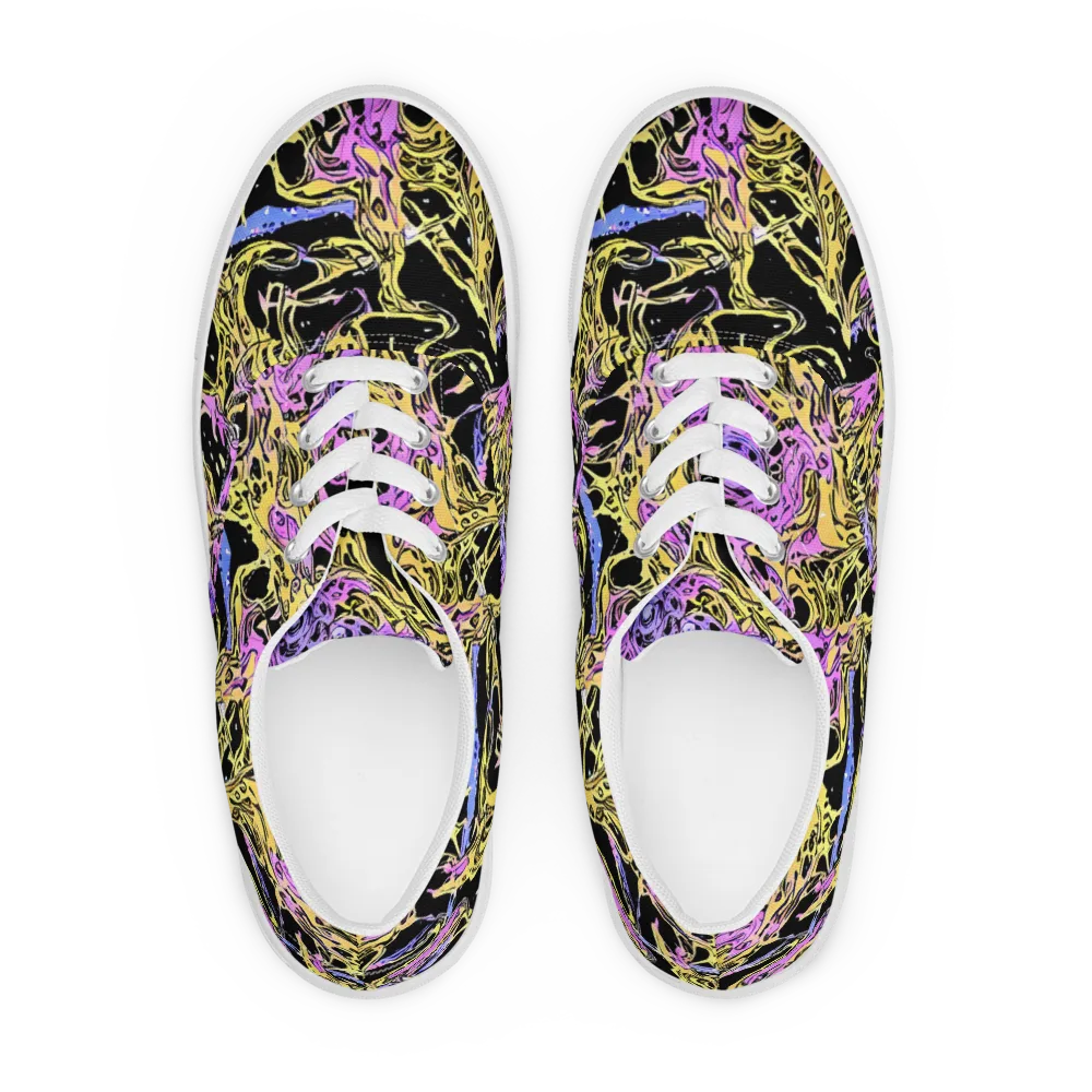 Black Orchid Riot on Men's Lace-Up Canvas Shoes — Front