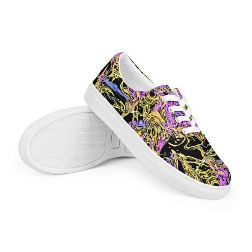 Black Orchid Riot on a Men's Lace-Up Canvas Shoes