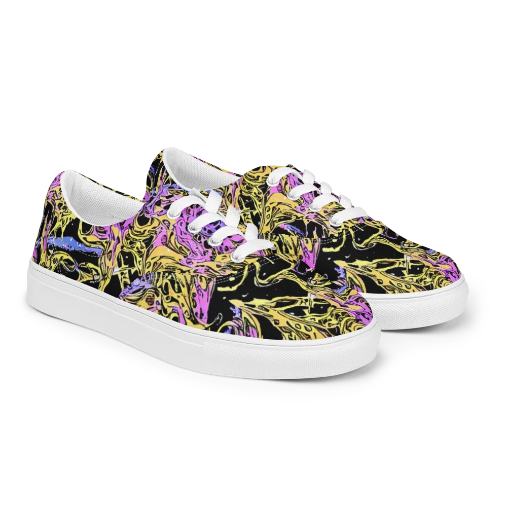 Black Orchid Riot on Men's Lace-Up Canvas Shoes — Right Front