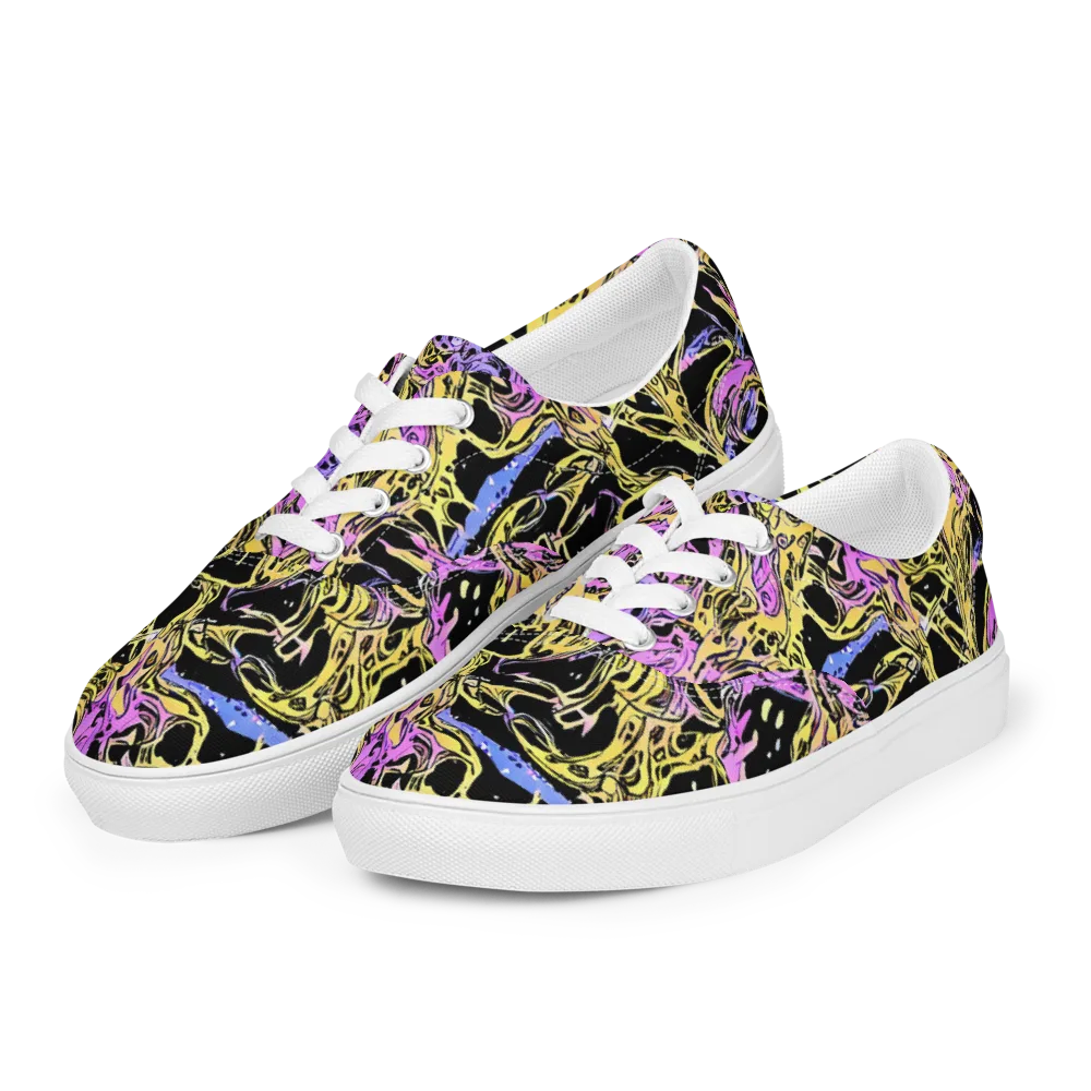 Black Orchid Riot on Men's Lace-Up Canvas Shoes — Left Front