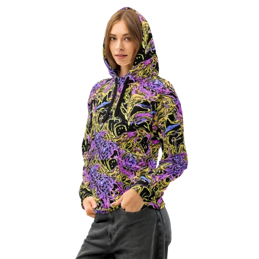 Black Orchid Riot on a Cotton Hoodie