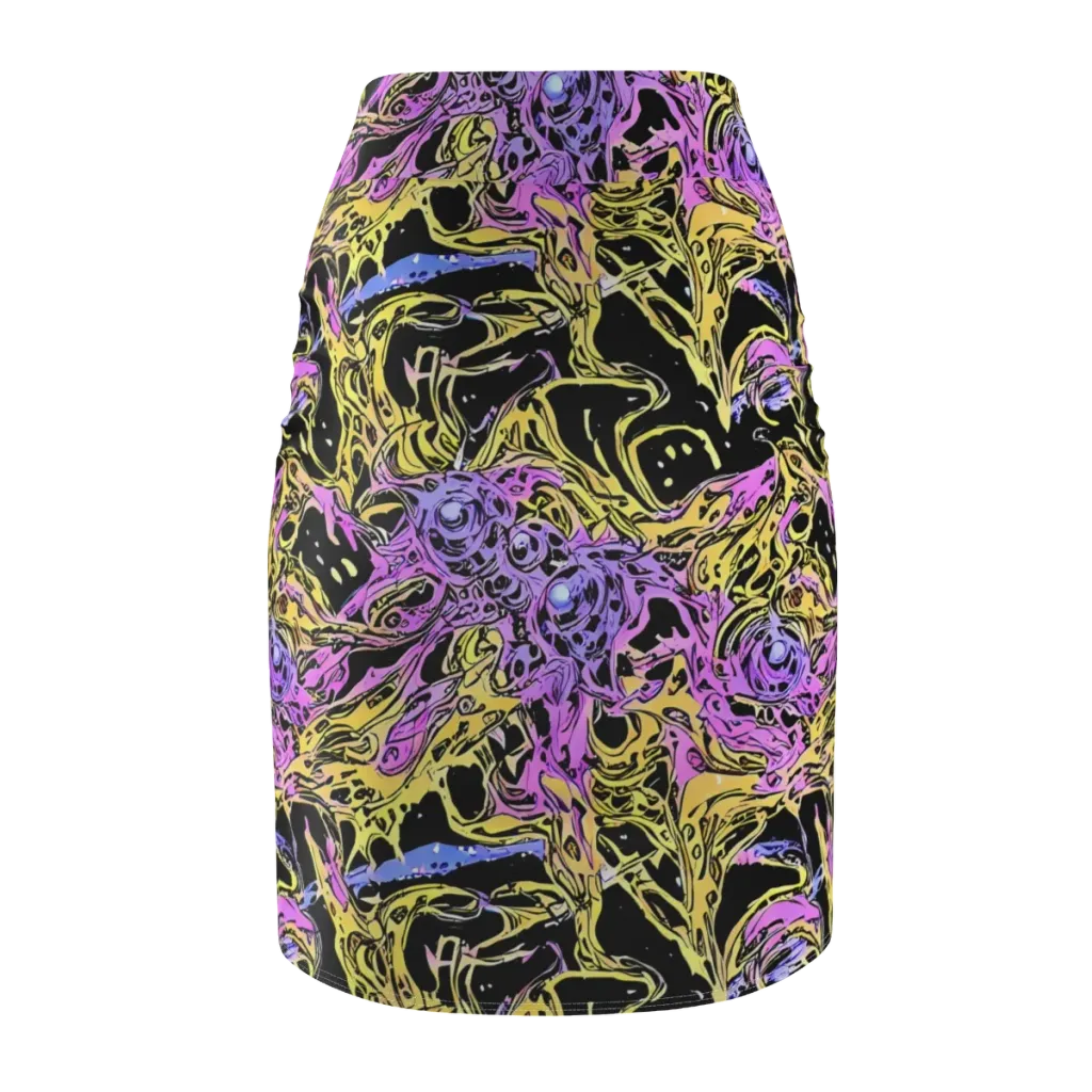 Black Orchid Riot on Pencil Skirt — Back