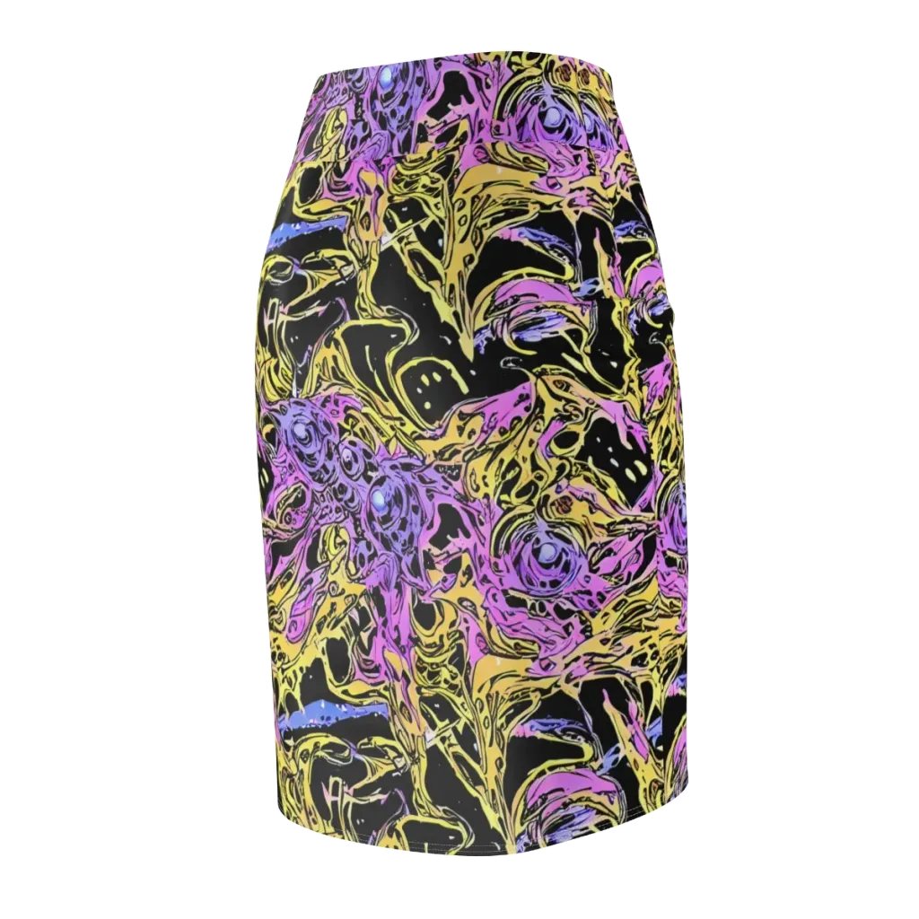 Black Orchid Riot on Pencil Skirt — Back Side