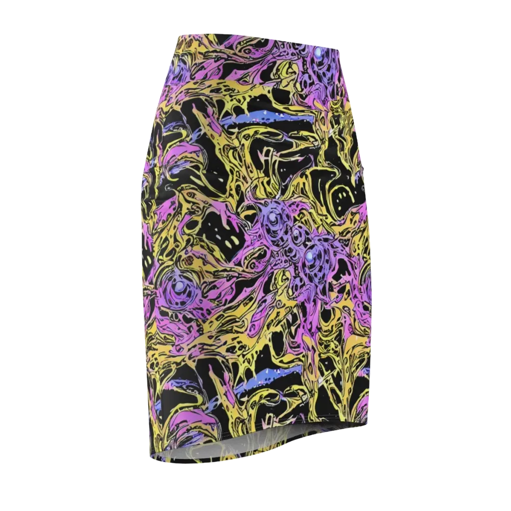 Black Orchid Riot on Pencil Skirt — Front Side