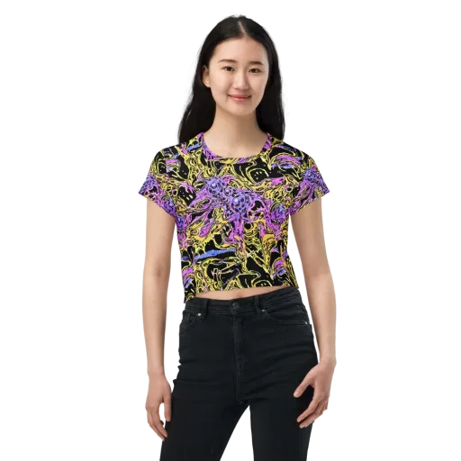 Black Orchid Riot on a Crop Tee